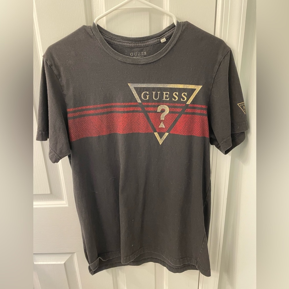 Vintage Guess Mens black gold logo shirt